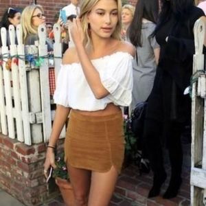 Brandy Melville Raquel Skirt, Camel Suede, As Seen On Hailey Rhode Baldwin, S